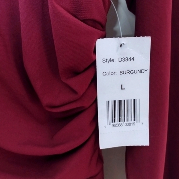 Alexia Admor NWT Long Sleeve Draped Wide-Leg Jumpsuit L Burgundy Stretch - Picture 9 of 10